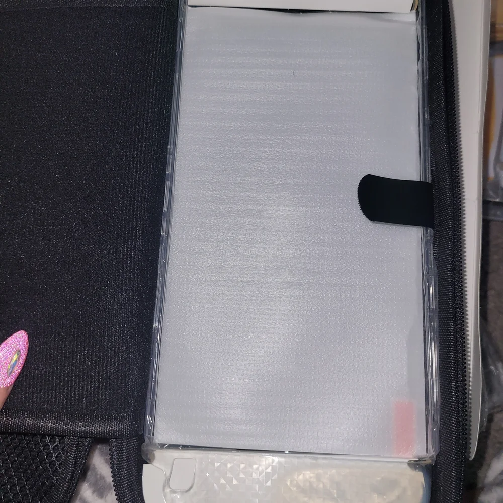 Portable Gaming Console Case with Red Accents